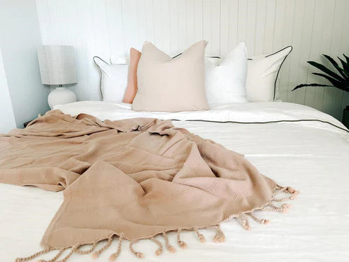 Demre Stonewashed Turkish Cotton Throw - Nude